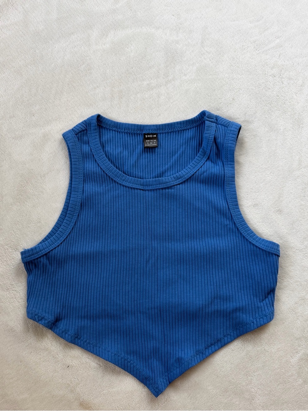 SHEIN Royal Blue Ribbed Pointed-Hem Tank